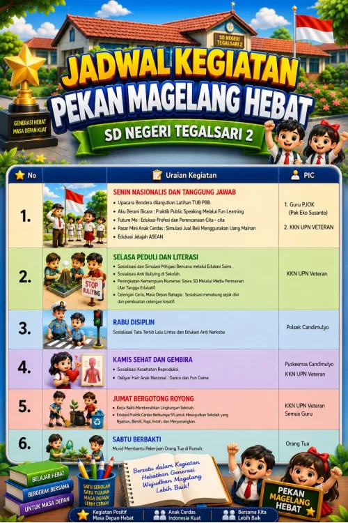 Pekan Magelang Hebat di SD Negeri Tegalsari 2: Membangun Karakter, Literasi, dan Kepedulian Siswa